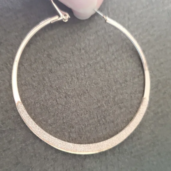 Lovisa Silver Glitter Hoop Earrings – Trendy Fashion Jewelry, One Size - Picture 2 of 3